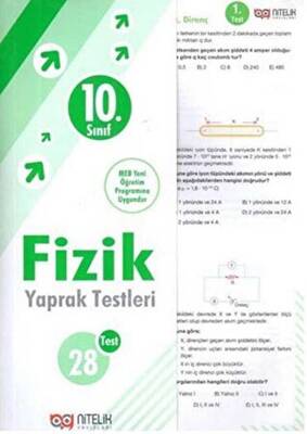 Nitelik Yayınları - Bayilik 10. Sınıf Fizik Yaprak Testleri - 1