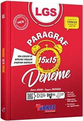 Türkçe Kulübü Yayınları 8. Sınıf LGS Paragraf 15 x 15 Deneme - 1