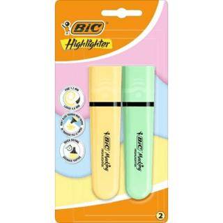 Bic Marking Flat Highlighter 2Li Blister Pastel Sarı-Yeşil - 1