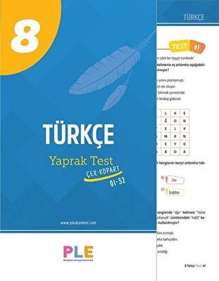 Birey Eğitim Yayınları Birey PLE 8. Sınıf Türkçe 32 Yaprak Test - 1