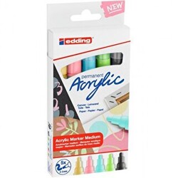 Edding Orta Uçlu Akrilik Markör 5`li Set Pastel - 1