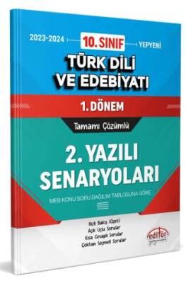 Editör Yayınevi 10. Sınıf Türk Dili ve Edebiyatı 1. Dönem Ortak Sınavı 2. Yazılı Senaryoları Tamamı Çözümlü - 1