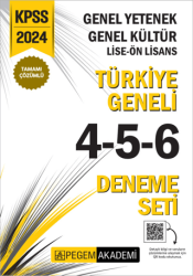 Pegem Akademi Yayıncılık 2024 KPSS Genel Yetenek Genel Kültür Lise-Ön Lisans Tamamı Çözümlü Türkiye Geneli Deneme Sınavı 4-5-6 3`lü Deneme Seti - 1