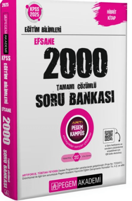 Pegem Akademi Yayıncılık 2025 KPSS Eğitim Bilimleri Tamamı Çözümlü Efsane 2000 Soru Bankası - 1