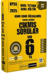 Pegem Akademi Yayıncılık 2025 KPSS Genel Yetenek Genel Kültür Konu Konu Düzenlenmiş Tamamı Çözümlü Çıkmış Sorular Son 6 Sınav - 1