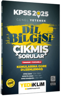 Yediiklim Yayınları 2025 Genel Yetenek Dil Bilgisi Tamamı Çözümlü Çıkmış Sorular - 1